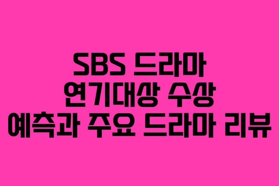 SBS-드라마-연기대상-수상-예측과-주요-드라마-리뷰