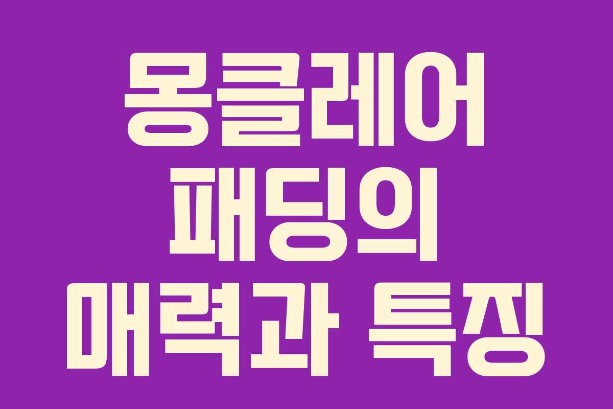 몽클레어 패딩의 매력과 특징