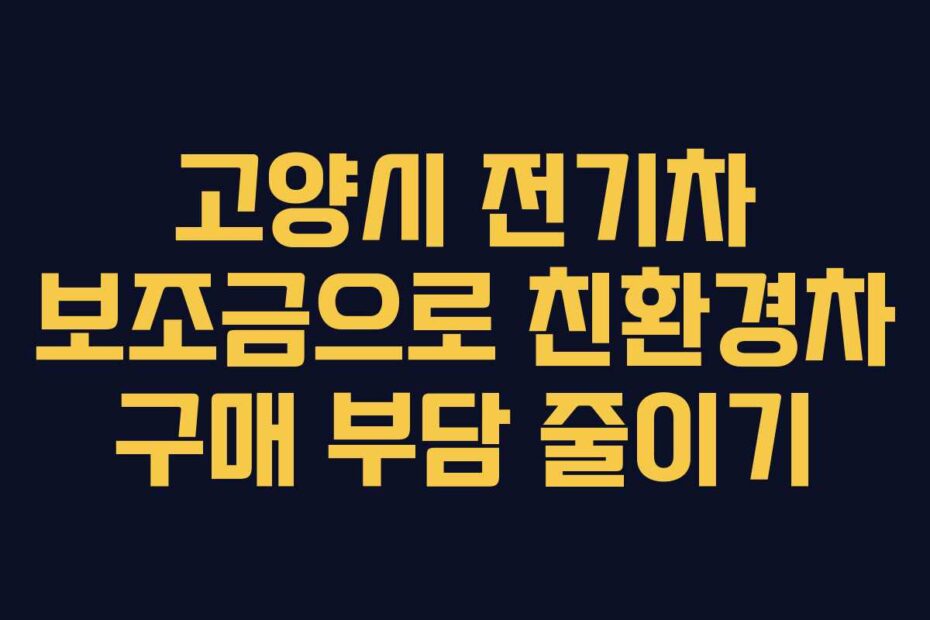 고양시-전기차-보조금으로-친환경차-구매-부담-줄이기