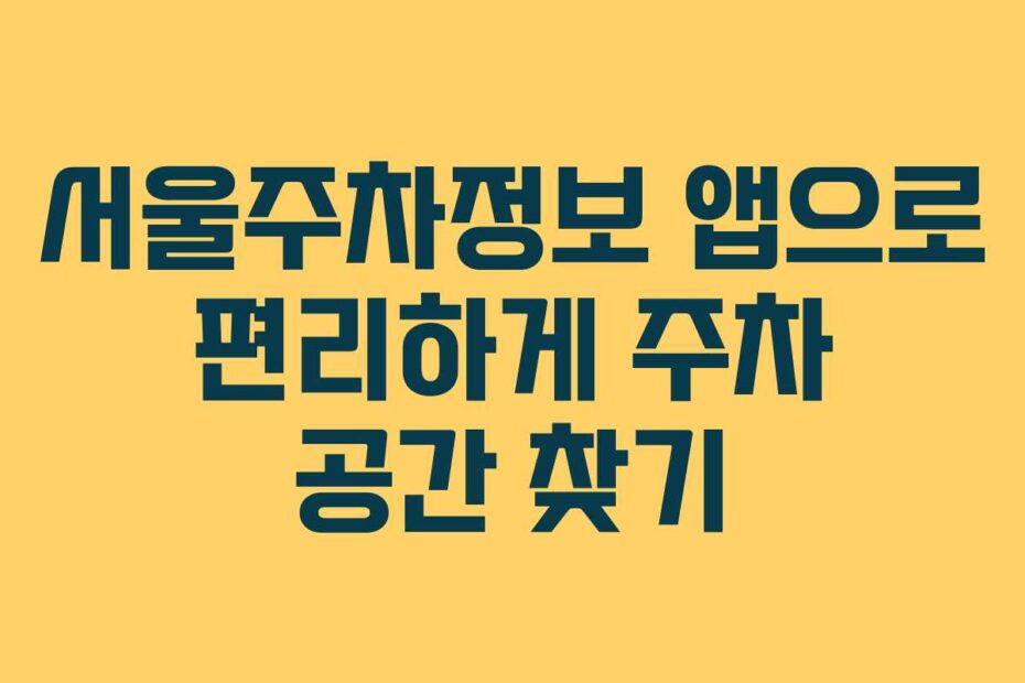 서울주차정보-앱으로-편리하게-주차-공간-찾기