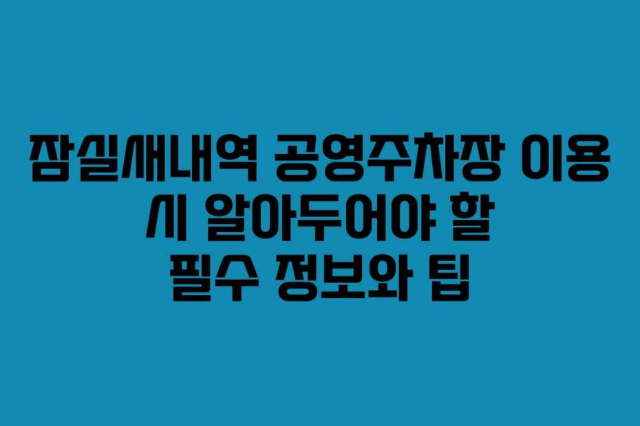 잠실새내역-공영주차장-이용-시-알아두어야-할-필수-정보와-팁