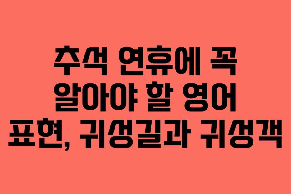 추석-연휴에-꼭-알아야-할-영어-표현,-귀성길과-귀성객