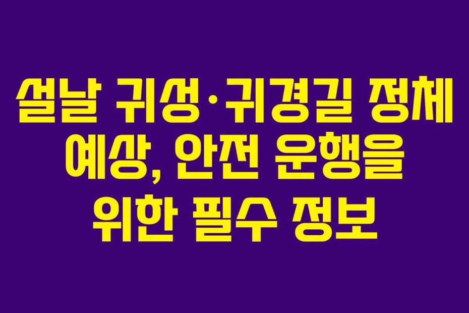 설날-귀성·귀경길-정체-예상,-안전-운행을-위한-필수-정보