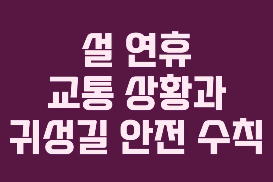 설-연휴-교통-상황과-귀성길-안전-수칙