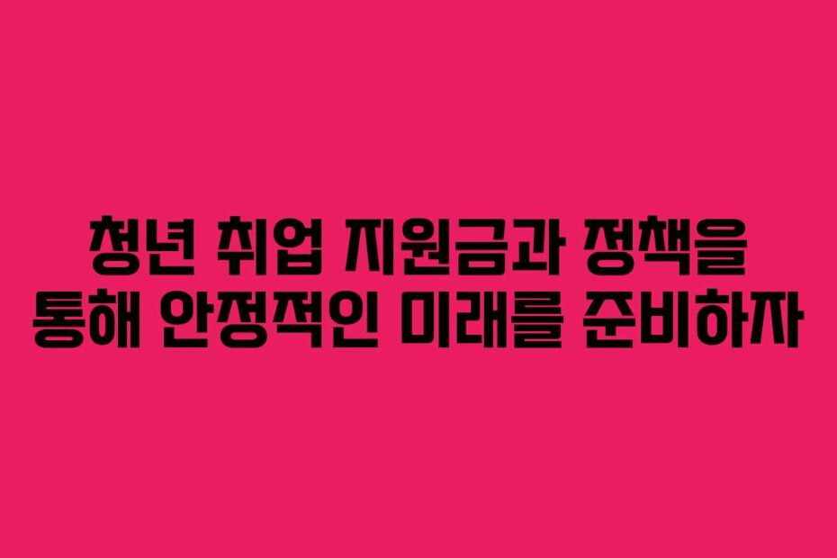 청년-취업-지원금과-정책을-통해-안정적인-미래를-준비하자
