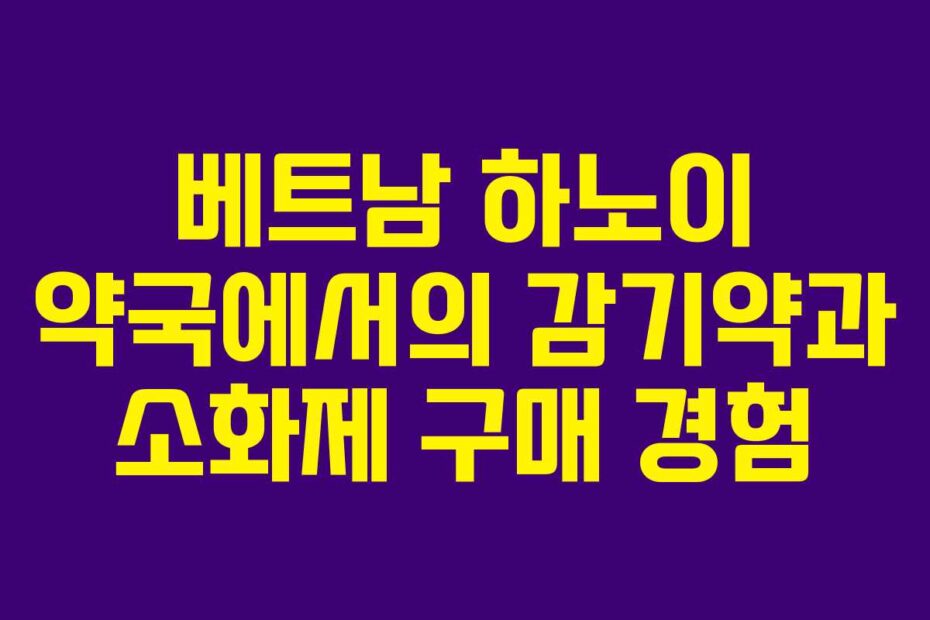 베트남-하노이-약국에서의-감기약과-소화제-구매-경험
