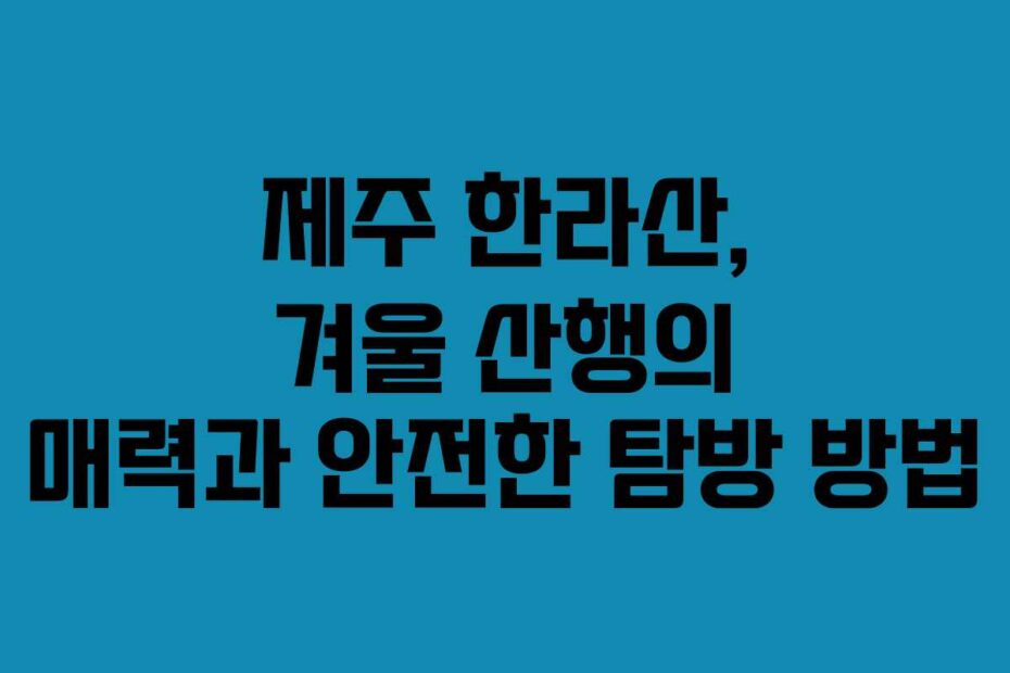 제주-한라산,-겨울-산행의-매력과-안전한-탐방-방법