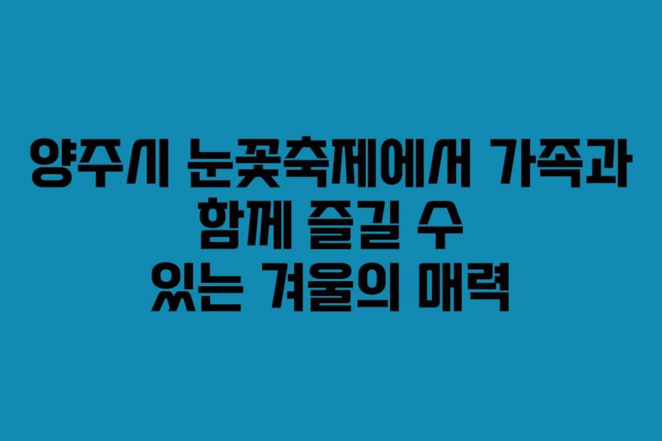 양주시-눈꽃축제에서-가족과-함께-즐길-수-있는-겨울의-매력