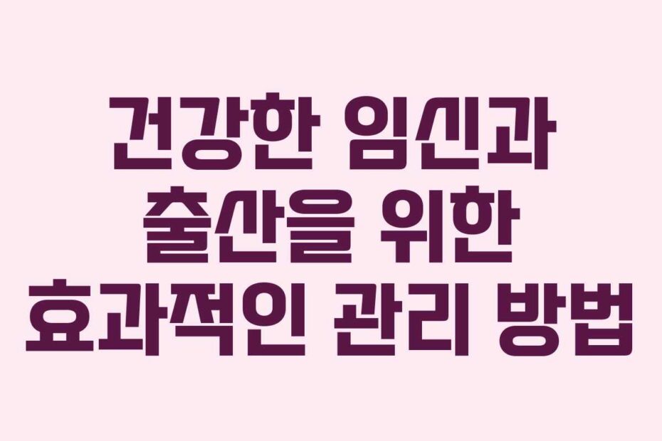 건강한-임신과-출산을-위한-효과적인-관리-방법