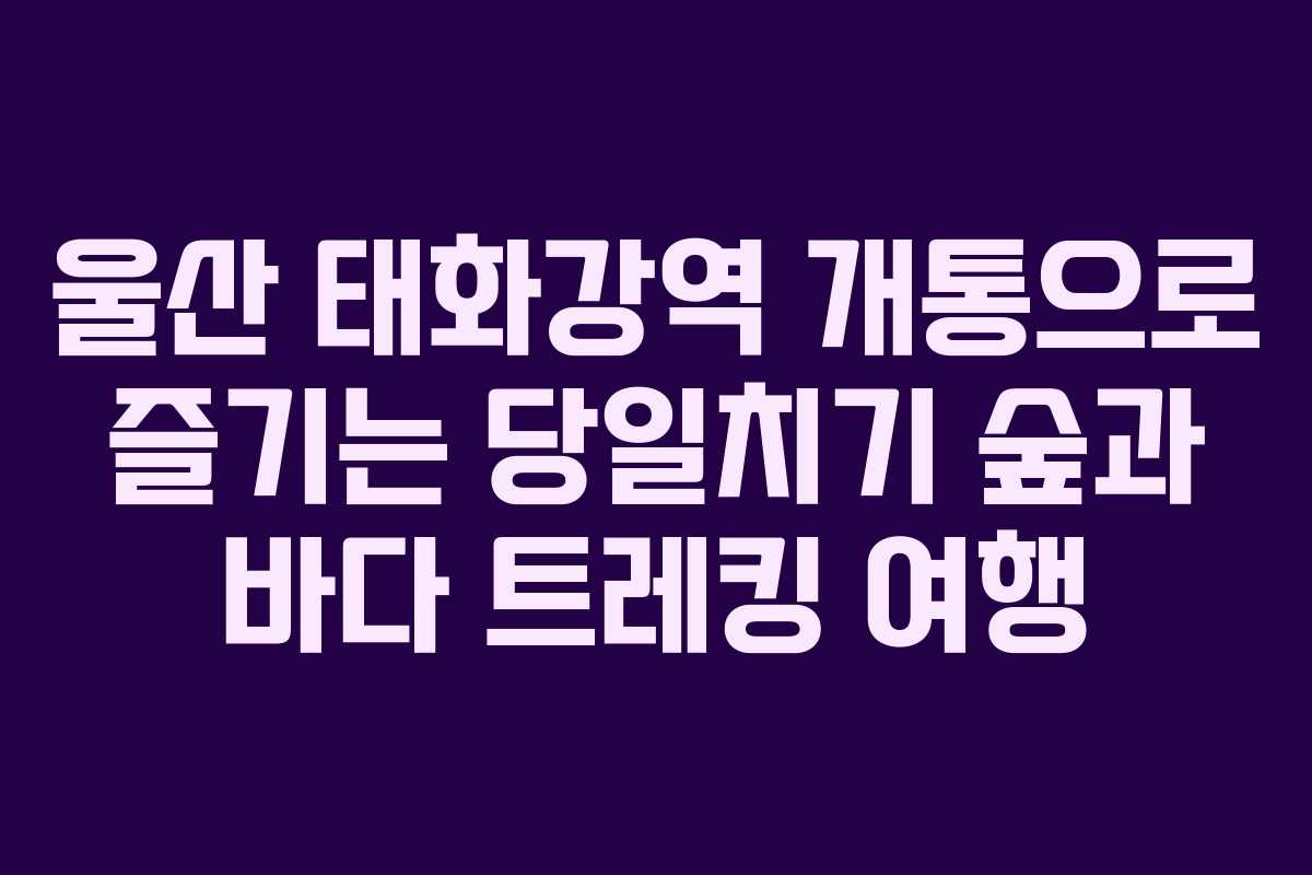 울산 태화강역 개통으로 즐기는 당일치기 숲과 바다 트레킹 여행