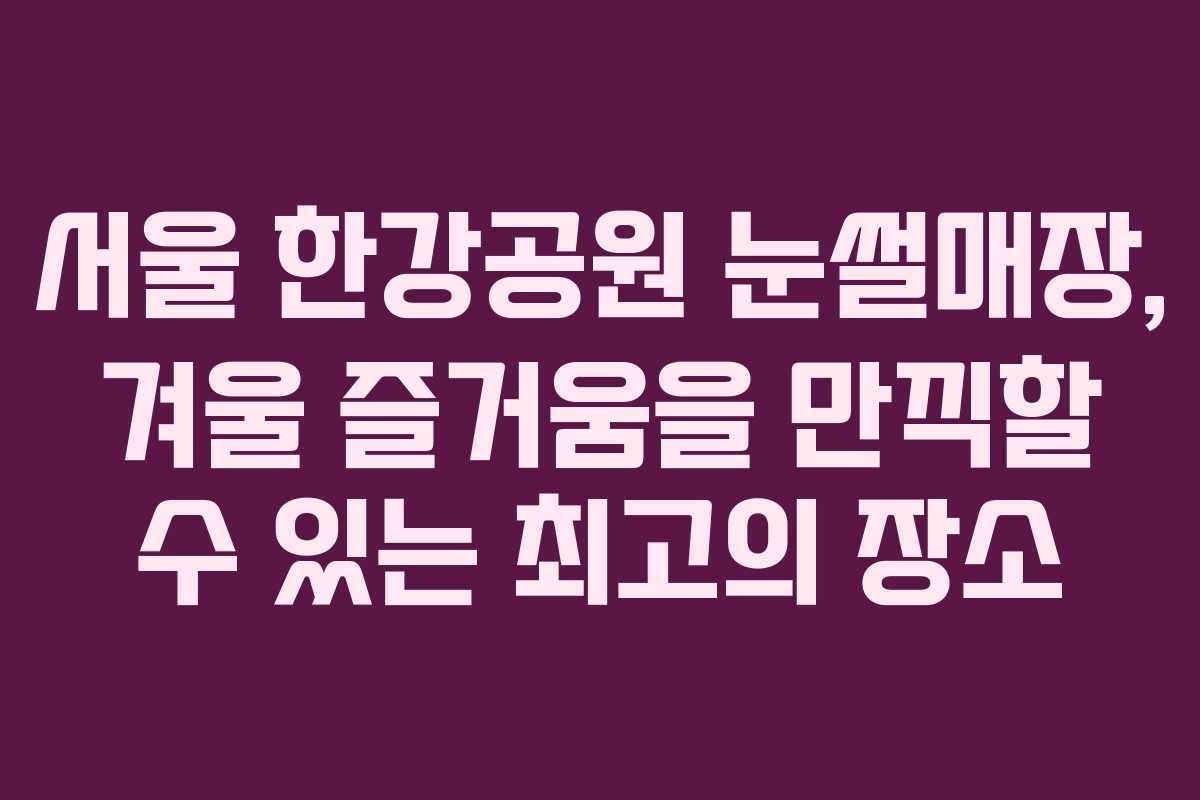 서울 한강공원 눈썰매장, 겨울 즐거움을 만끽할 수 있는 최고의 장소