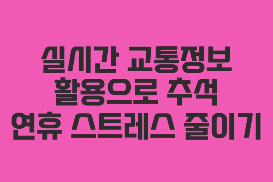 실시간-교통정보-활용으로-추석-연휴-스트레스-줄이기