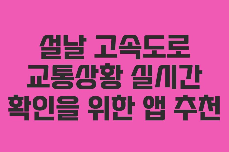 설날-고속도로-교통상황-실시간-확인을-위한-앱-추천
