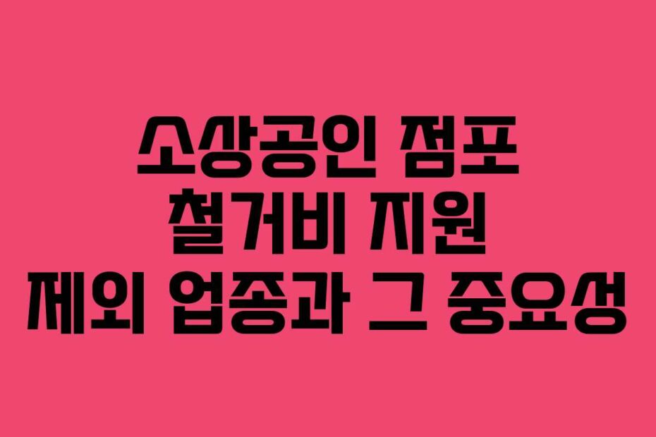 소상공인-점포-철거비-지원-제외-업종과-그-중요성