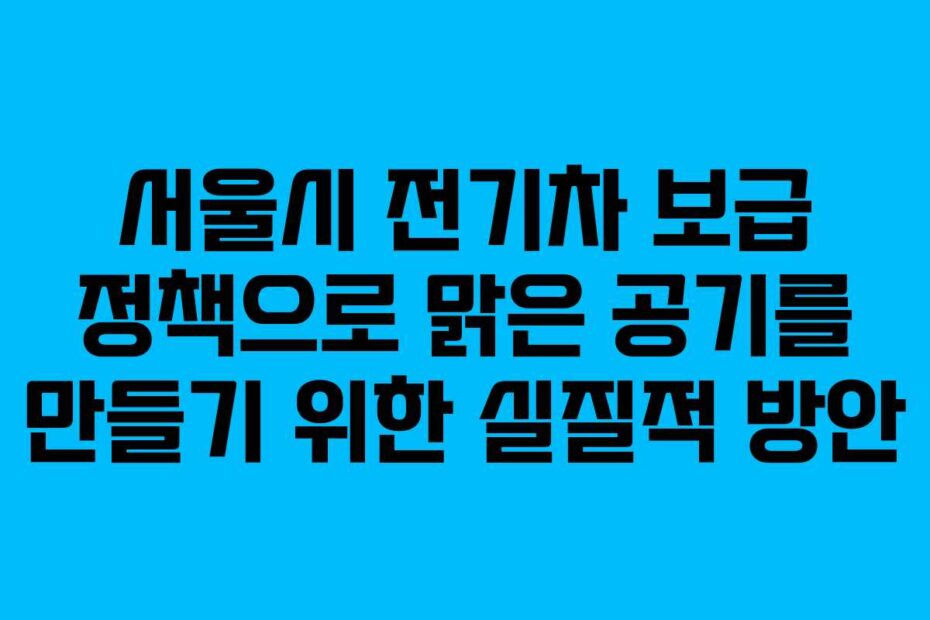 서울시-전기차-보급-정책으로-맑은-공기를-만들기-위한-실질적-방안