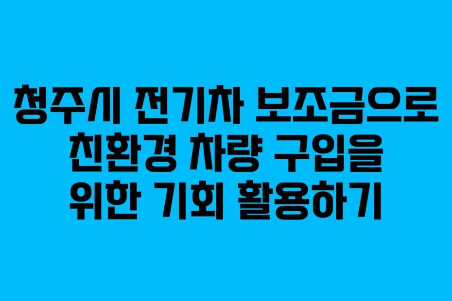 청주시-전기차-보조금으로-친환경-차량-구입을-위한-기회-활용하기
