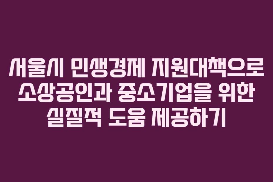 서울시-민생경제-지원대책으로-소상공인과-중소기업을-위한-실질적-도움-제공하기