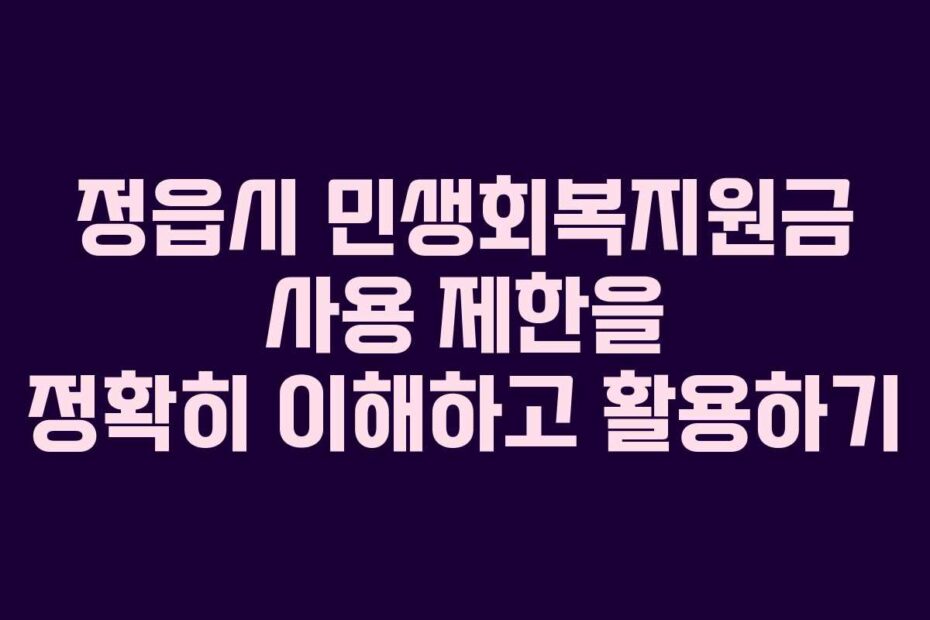 정읍시-민생회복지원금-사용-제한을-정확히-이해하고-활용하기