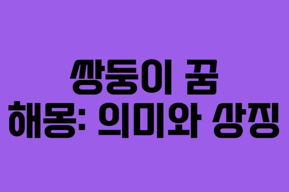 쌍둥이-꿈-해몽-의미와-상징