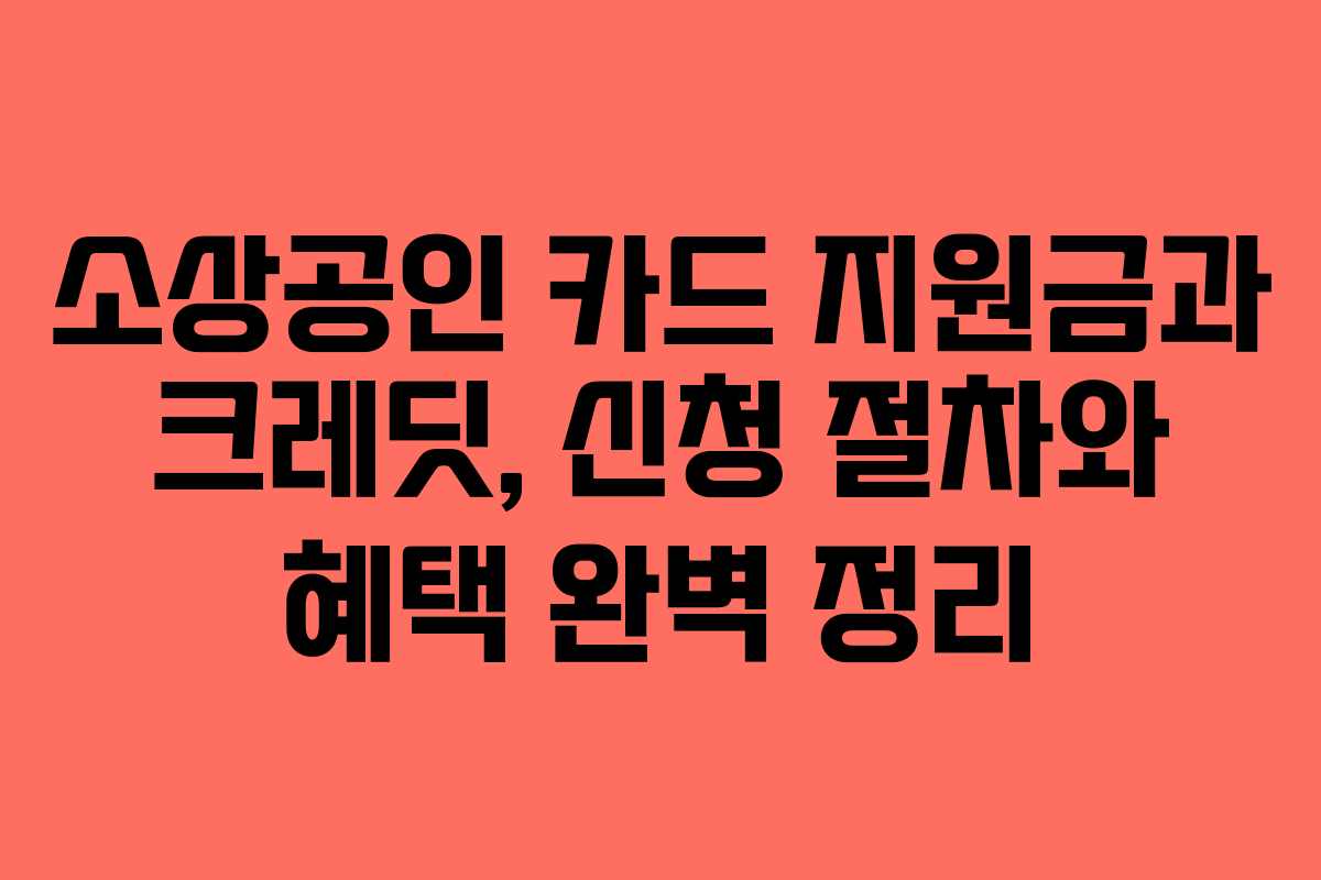 소상공인 카드 지원금과 크레딧, 신청 절차와 혜택 완벽 정리