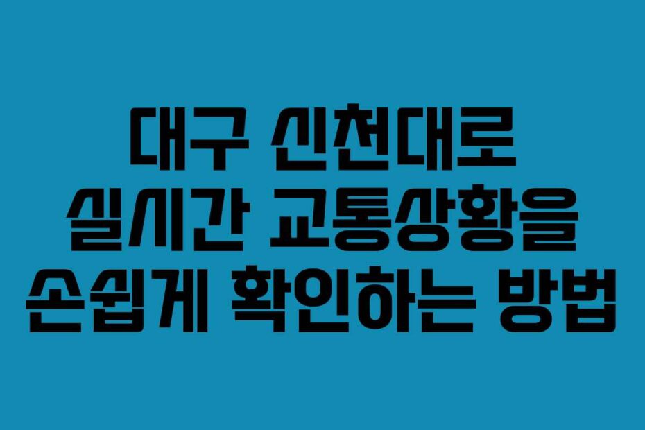 대구-신천대로-실시간-교통상황을-손쉽게-확인하는-방법