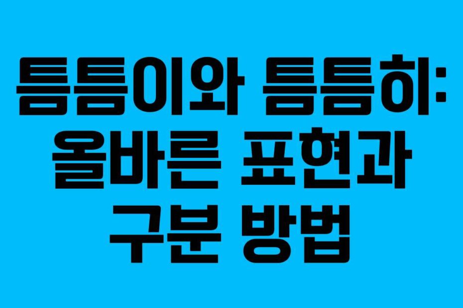 틈틈이와-틈틈히-올바른-표현과-구분-방법