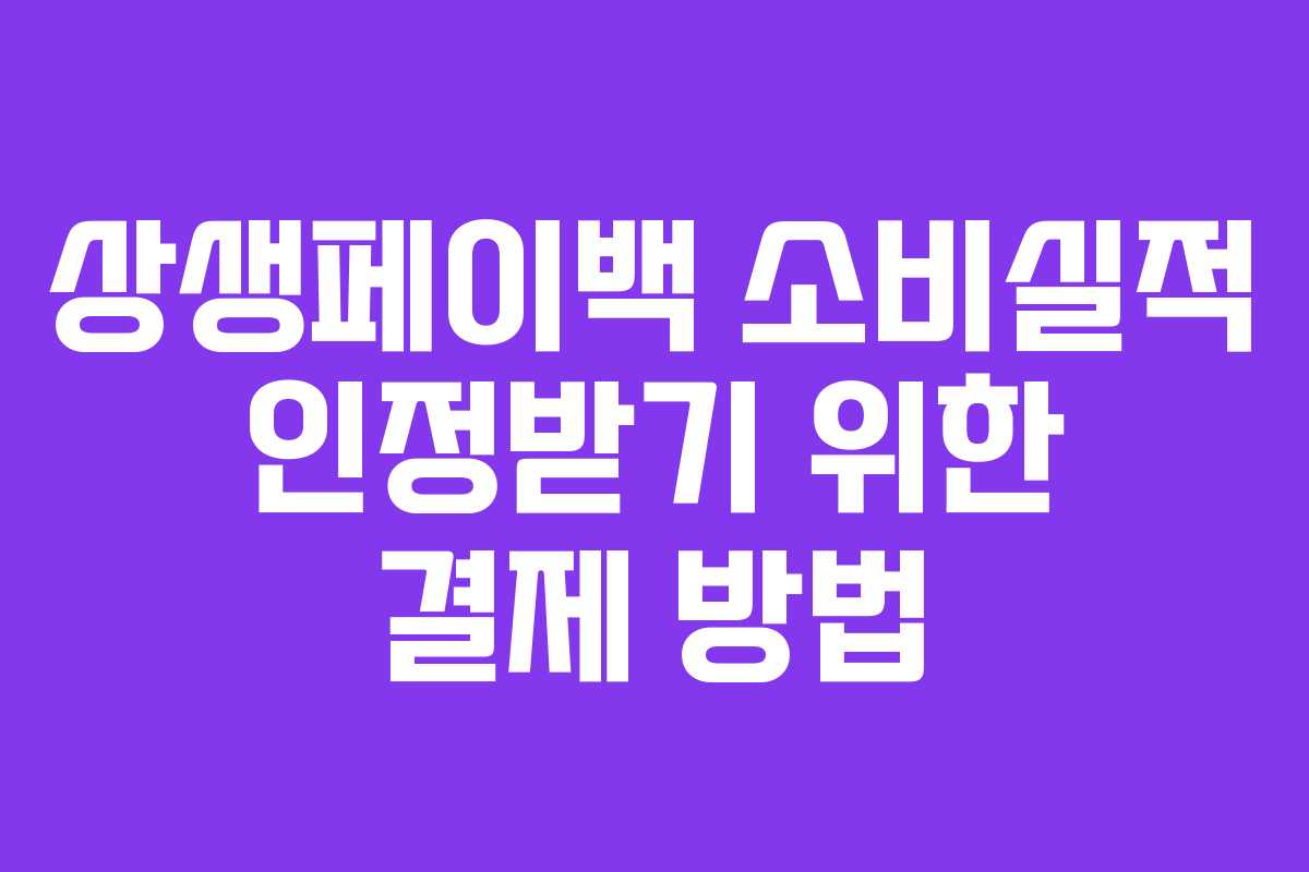 상생페이백 소비실적 인정받기 위한 결제 방법