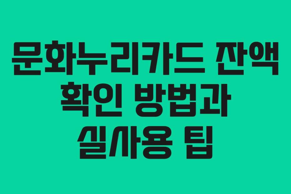 문화누리카드-잔액-확인-방법과-실사용-팁