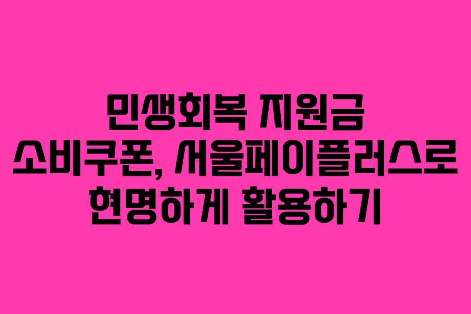 민생회복-지원금-소비쿠폰,-서울페이플러스로-현명하게-활용하기