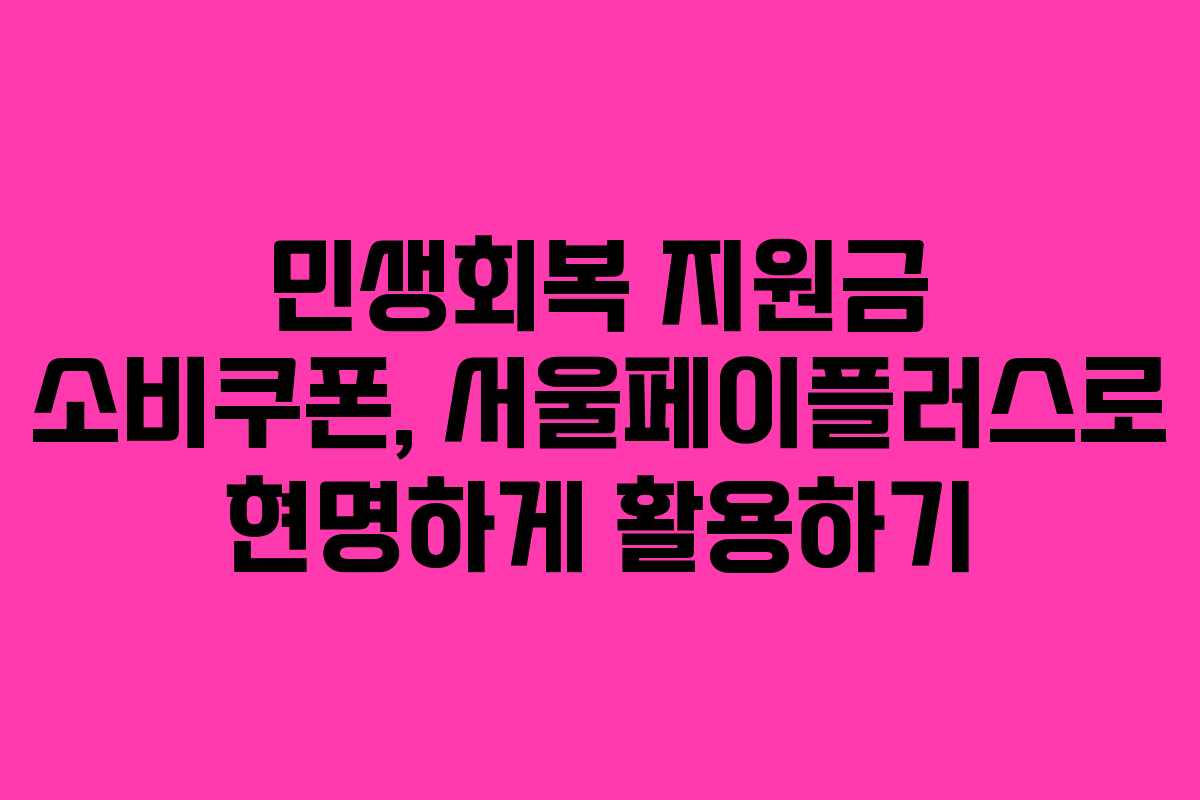 민생회복 지원금 소비쿠폰, 서울페이플러스로 현명하게 활용하기