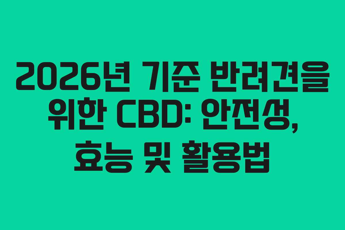 2026년 기준 반려견을 위한 CBD: 안전성, 효능 및 활용법