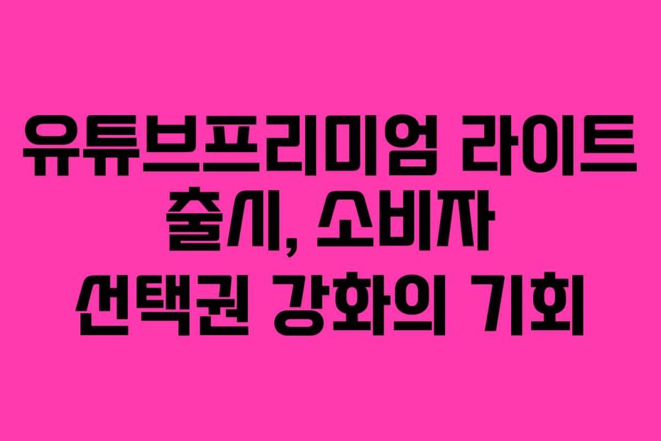유튜브프리미엄-라이트-출시,-소비자-선택권-강화의-기회