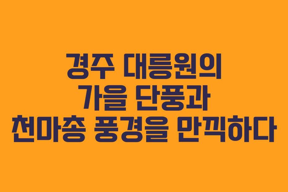 경주-대릉원의-가을-단풍과-천마총-풍경을-만끽하다