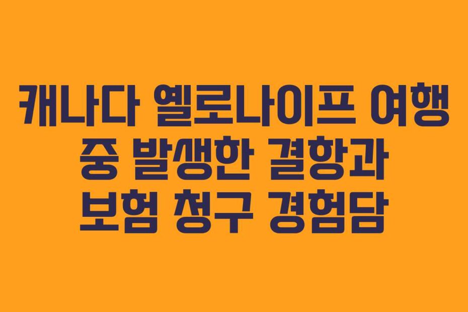 캐나다-옐로나이프-여행-중-발생한-결항과-보험-청구-경험담