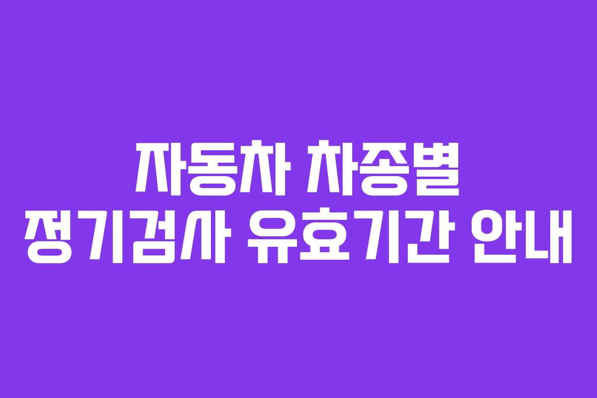 자동차 차종별 정기검사 유효기간 안내
