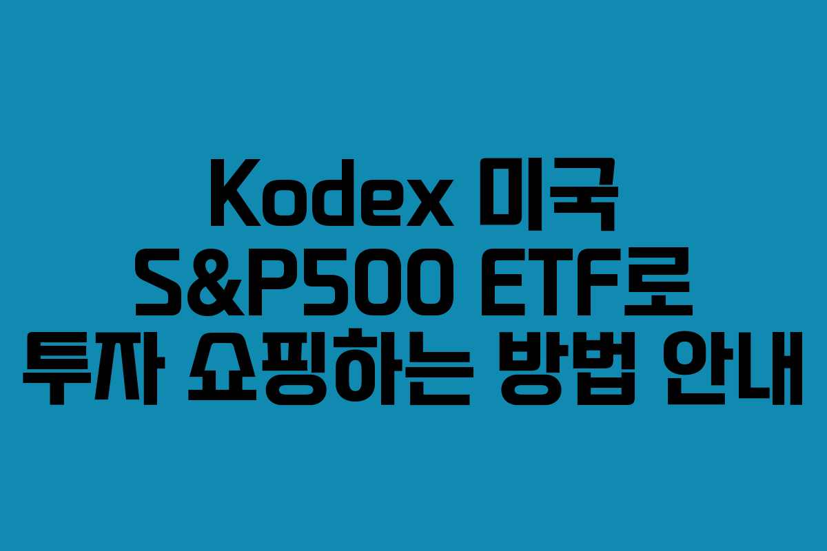 Kodex 미국 S&P500 ETF로 투자 쇼핑하는 방법 안내