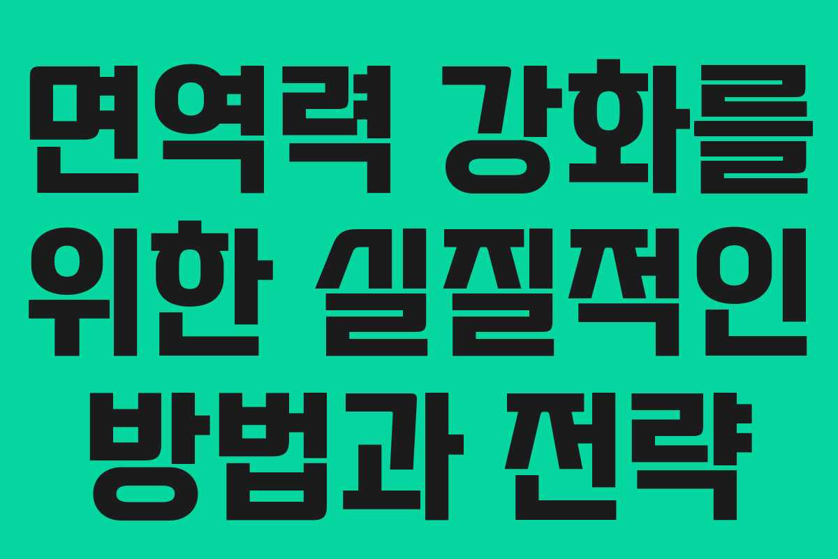 면역력 강화를 위한 실질적인 방법과 전략
