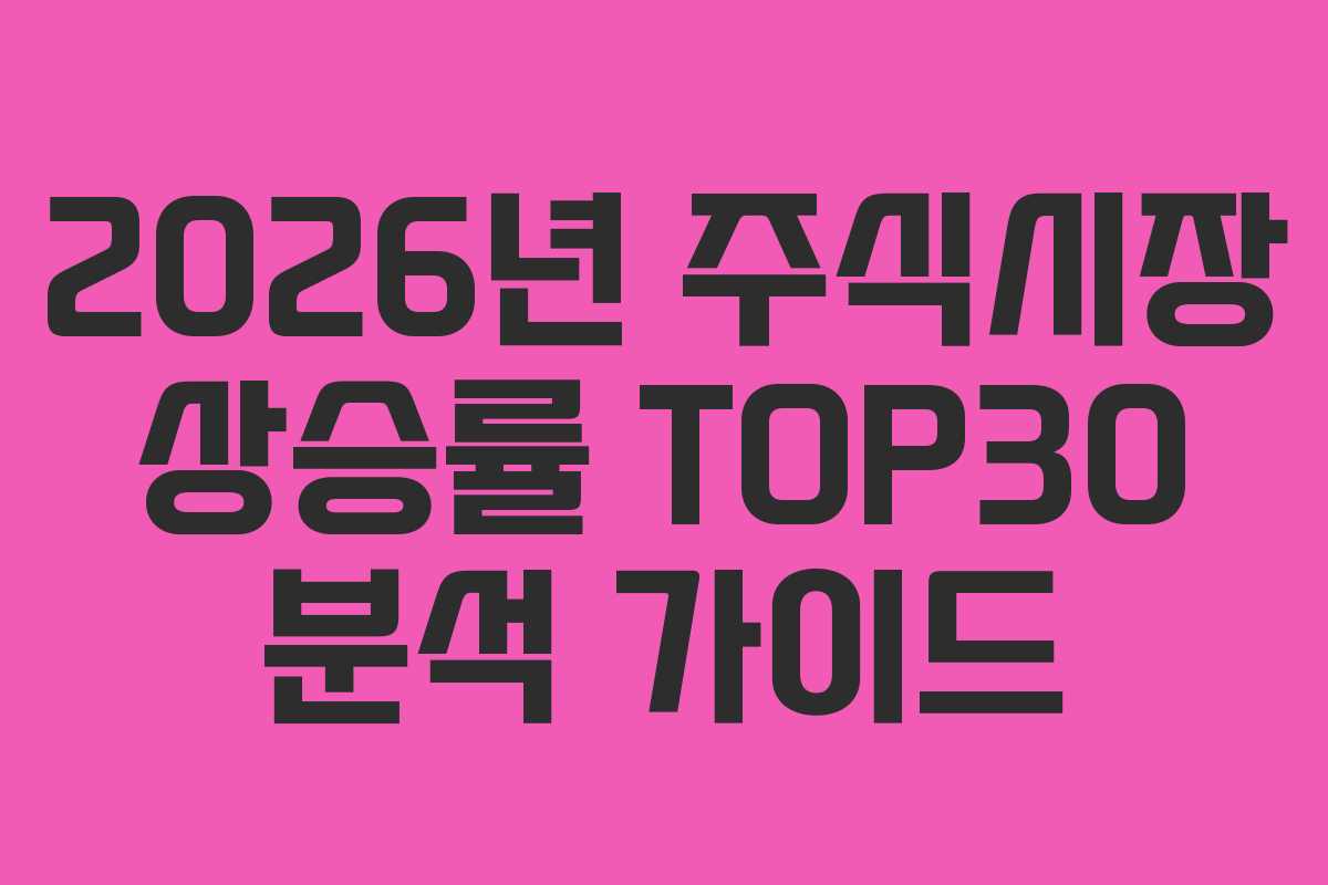 2026년 주식시장 상승률 TOP30 분석 가이드