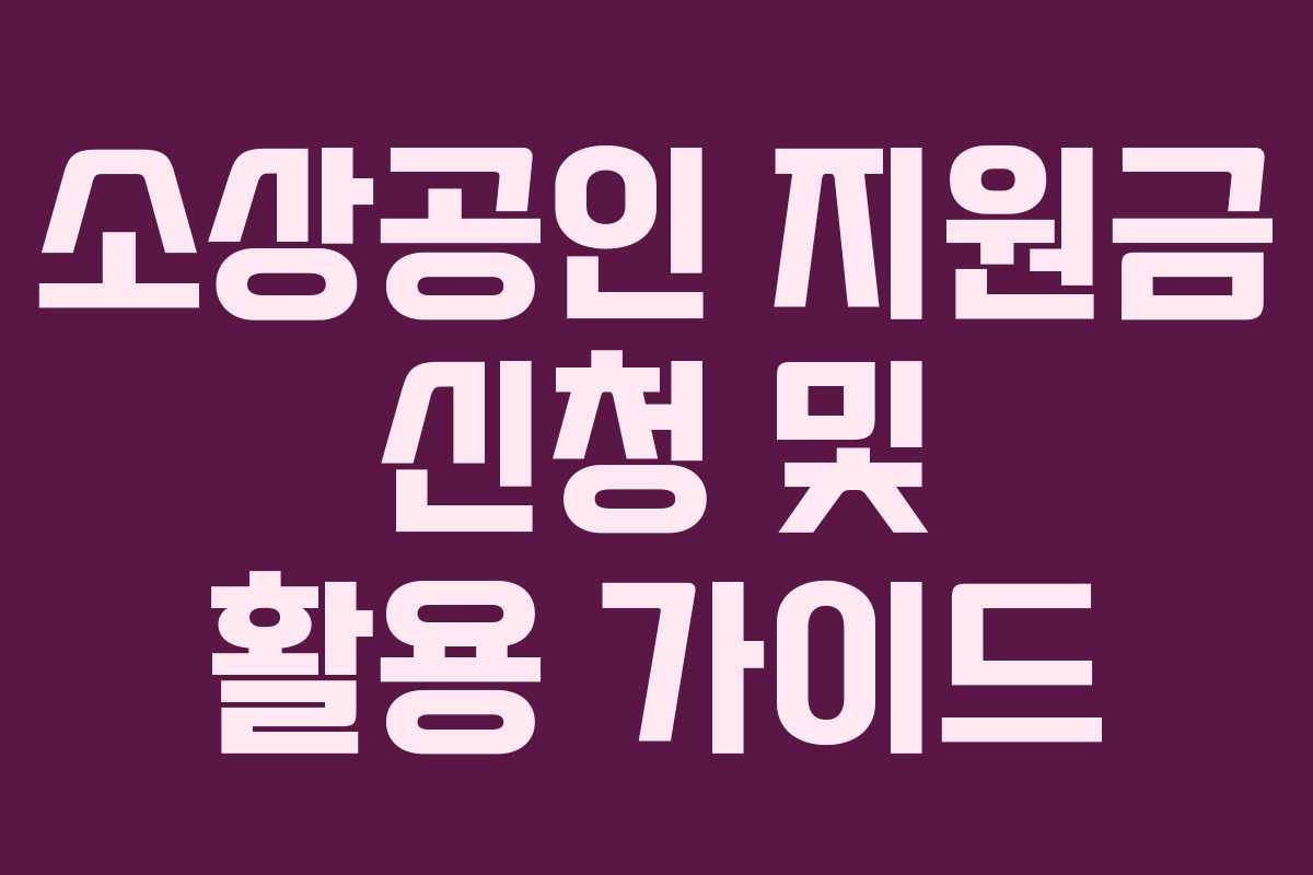 소상공인 지원금 신청 및 활용 가이드