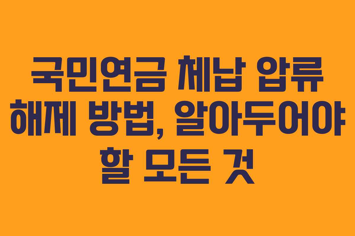 국민연금 체납 압류 해제 방법, 알아두어야 할 모든 것