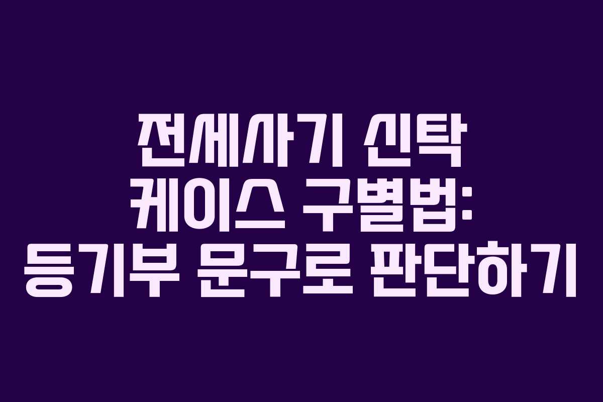 전세사기 신탁 케이스 구별법: 등기부 문구로 판단하기