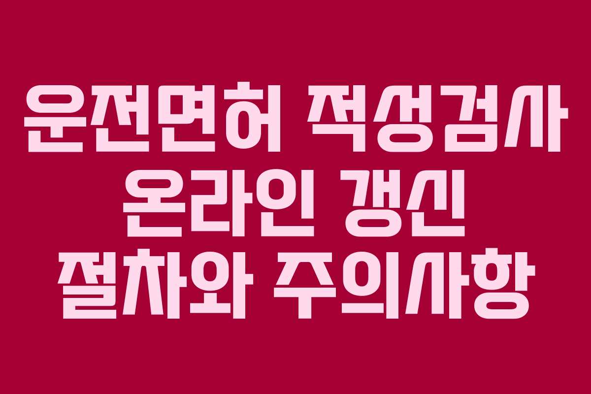 운전면허 적성검사 온라인 갱신 절차와 주의사항