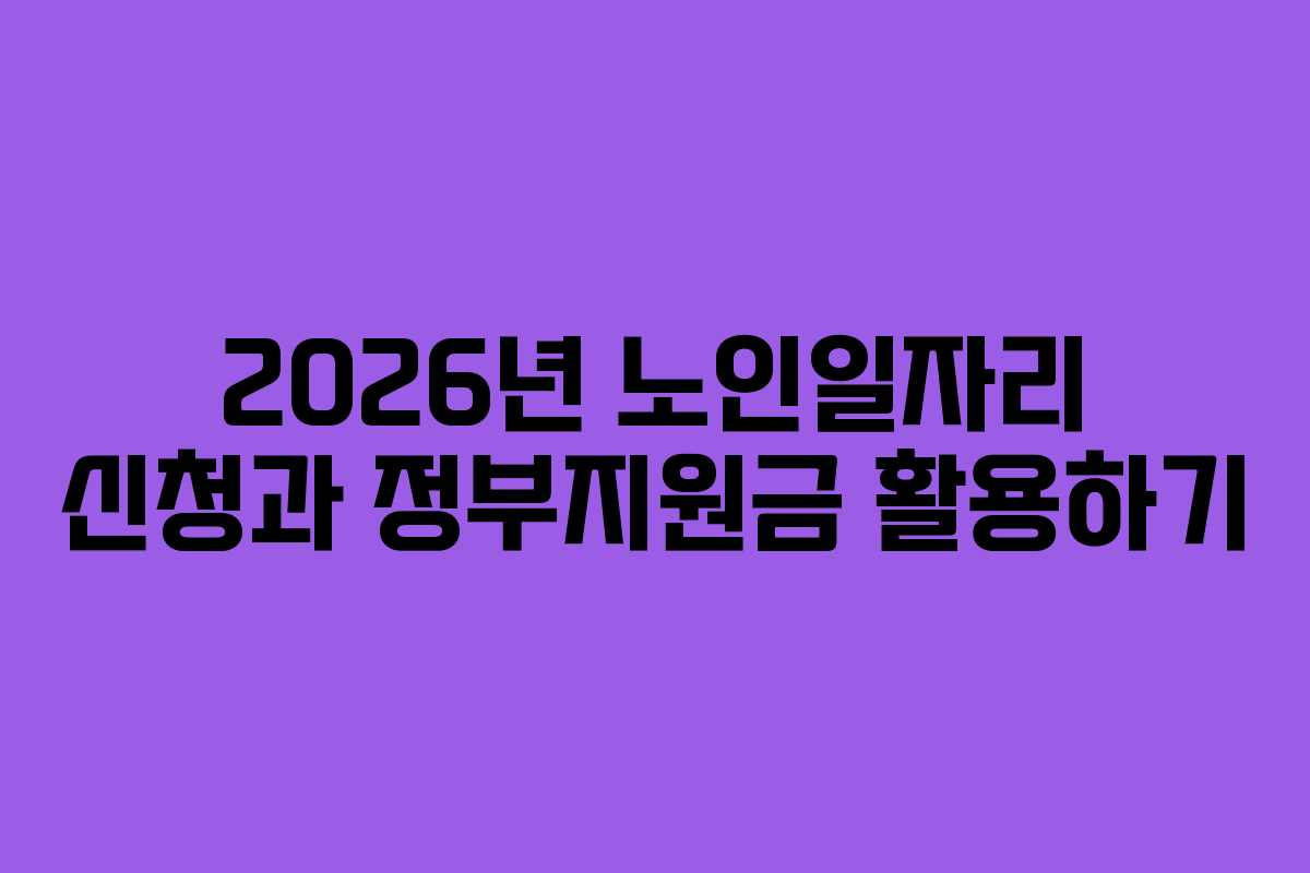 2026년 노인일자리 신청과 정부지원금 활용하기