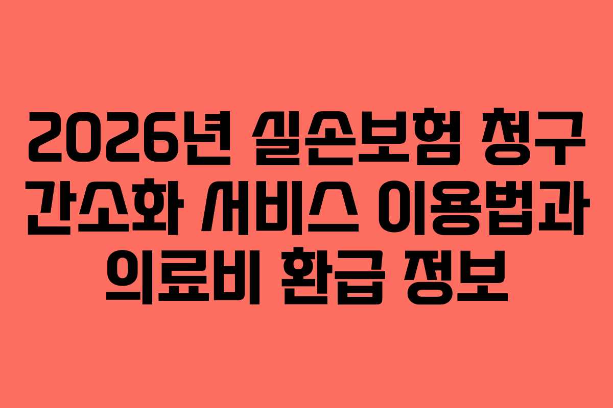 2026년 실손보험 청구 간소화 서비스 이용법과 의료비 환급 정보