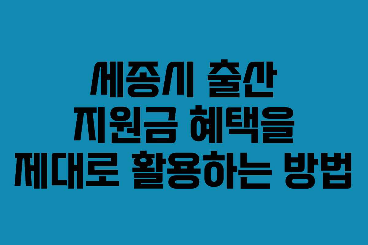 세종시 출산 지원금 혜택을 제대로 활용하는 방법