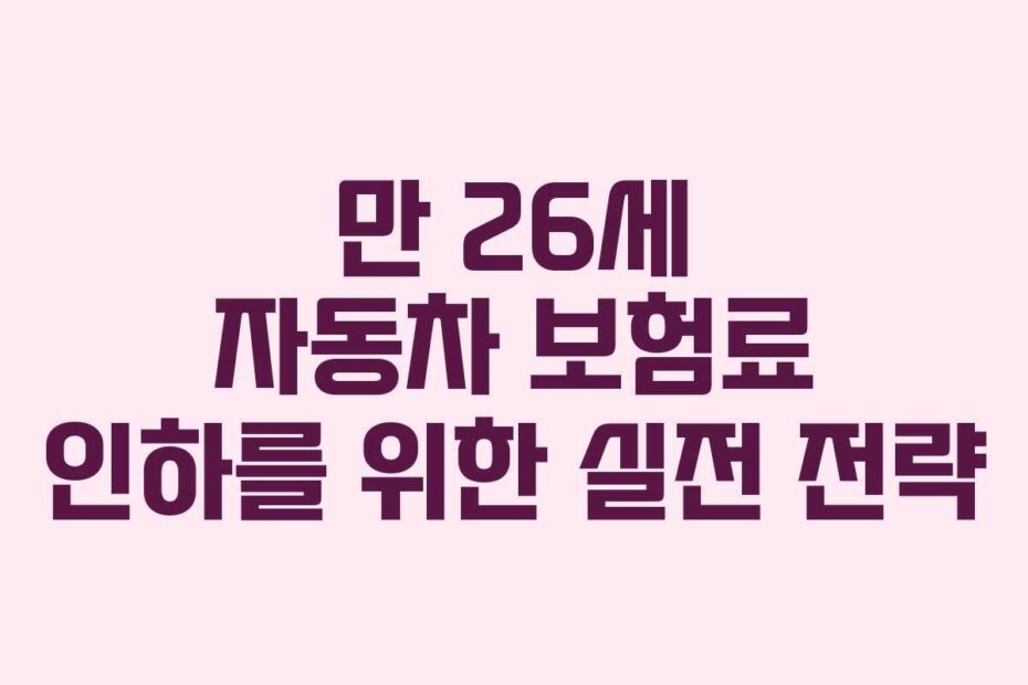 만-26세-자동차-보험료-인하를-위한-실전-전략