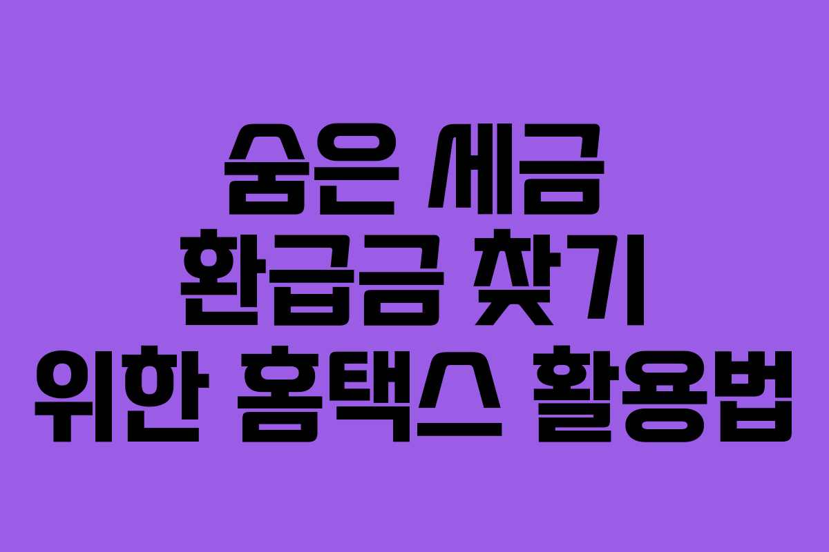 숨은 세금 환급금 찾기 위한 홈택스 활용법