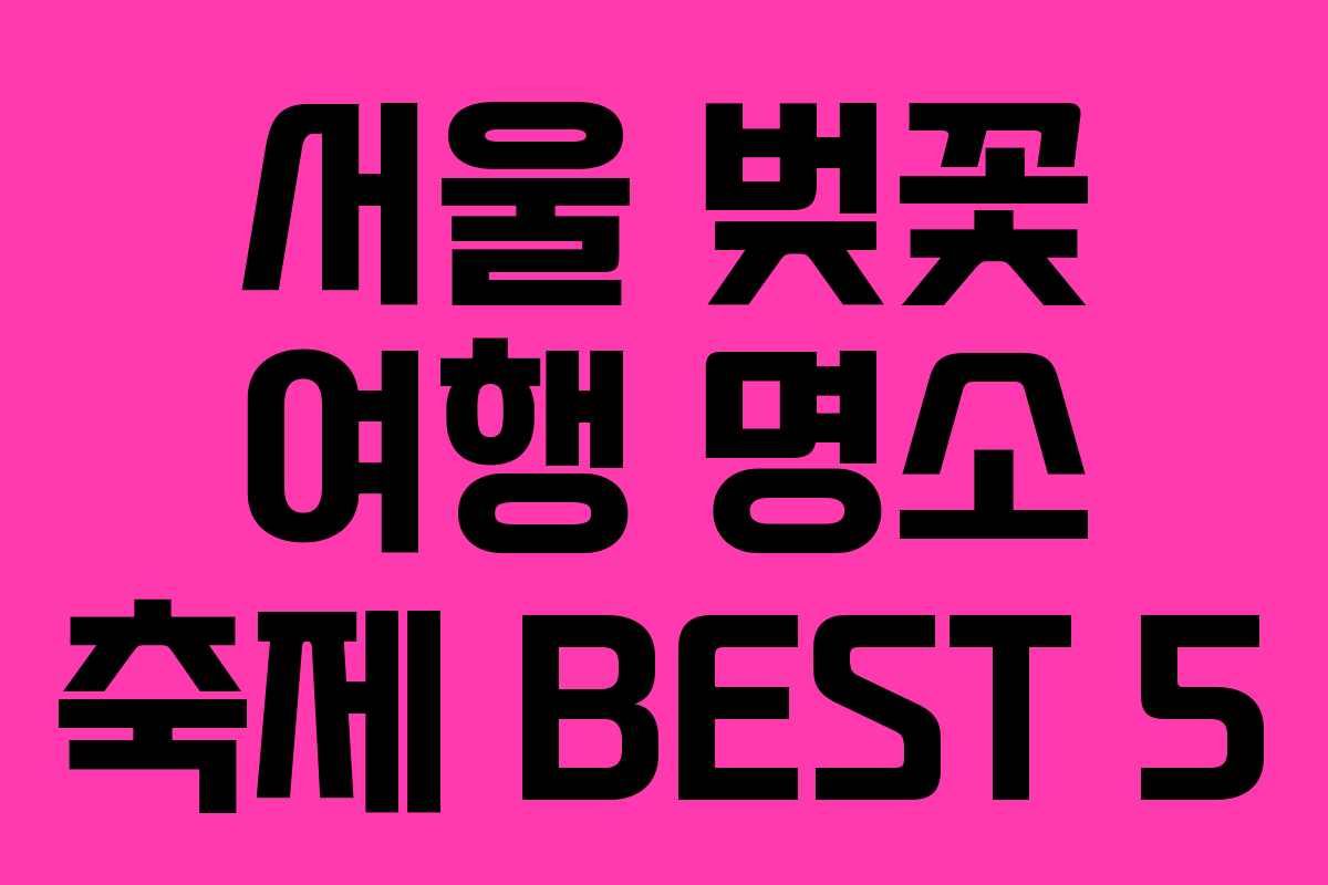 서울 벚꽃 여행 명소 축제 BEST 5