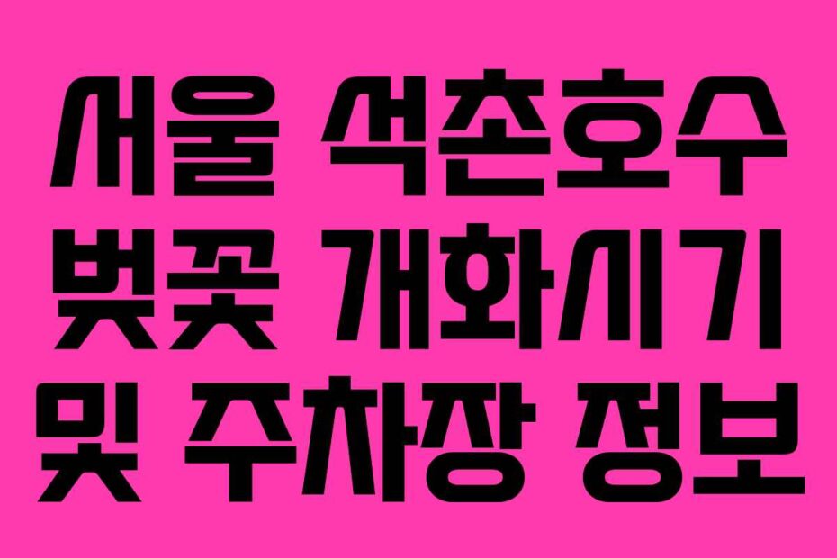 서울-석촌호수-벚꽃-개화시기-및-주차장-정보