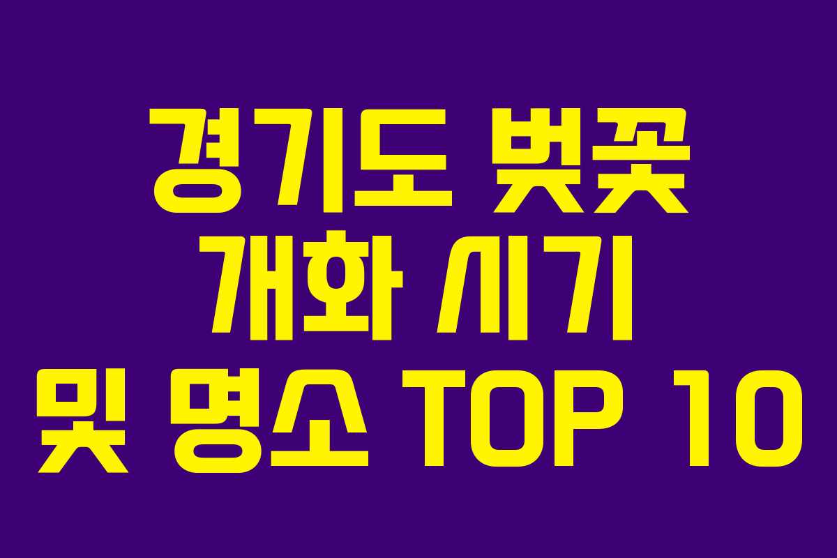 경기도 벚꽃 개화 시기 및 명소 TOP 10